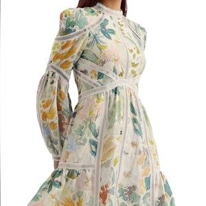 BNWT Ted Baker London Tealan Floral Print Long Sleeve Lace Trim Mini Dress